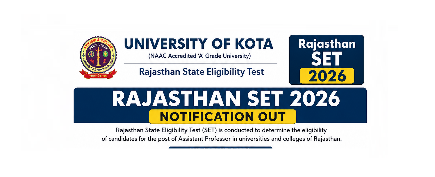 Rajasthan SET 2026 Notification Out | Apply Online for State Eligibility Test for Assistant Professor